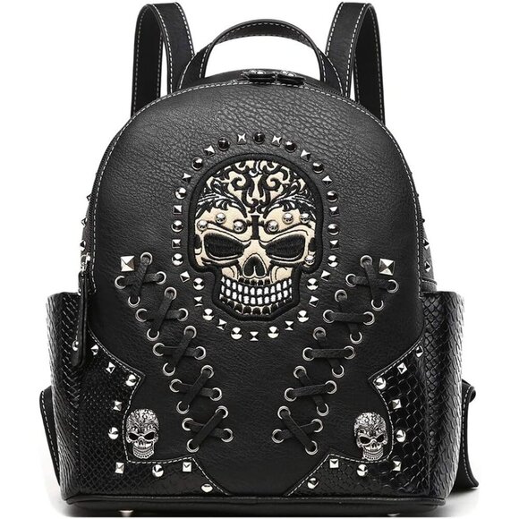 Faux Leather Sugar Skull Daypack with Matching Wallet - Lightweight & Functional main image 7